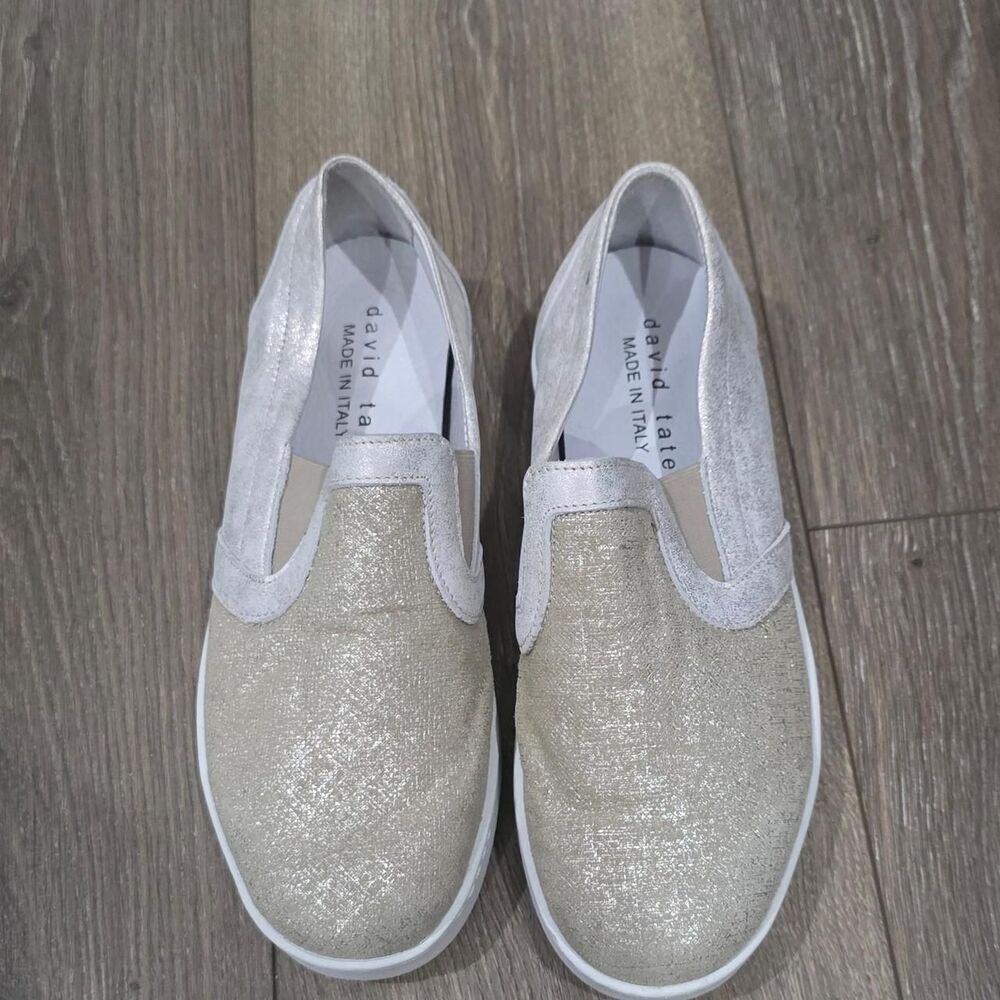 David-tate Women's White and Gold Trainers